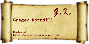 Greger Kornél névjegykártya